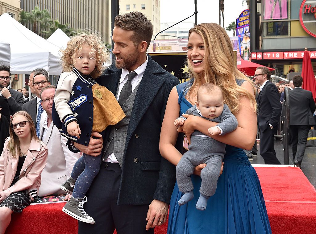 actors ryan reynolds and blake lively with daughters james news photo 630422162 1547677845